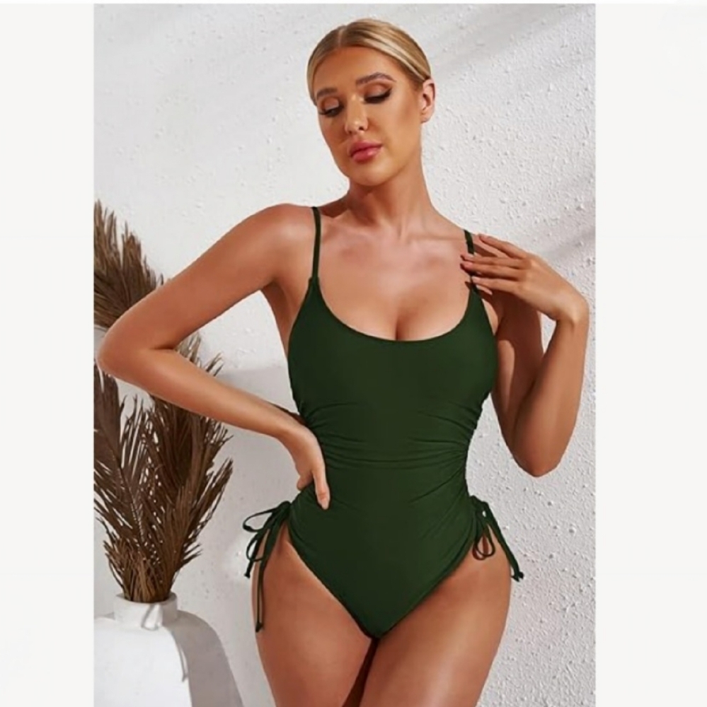 Women's Ruched High Cut One PieceSwimsuit Tummy Control - NWOT - Picture 3 of 6